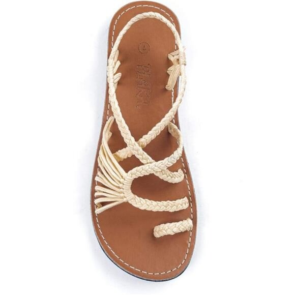 Plaka Womens Flat Sandals Summer Beach Strappy Slip On Travel Walking Shoes - Picture 1 of 7